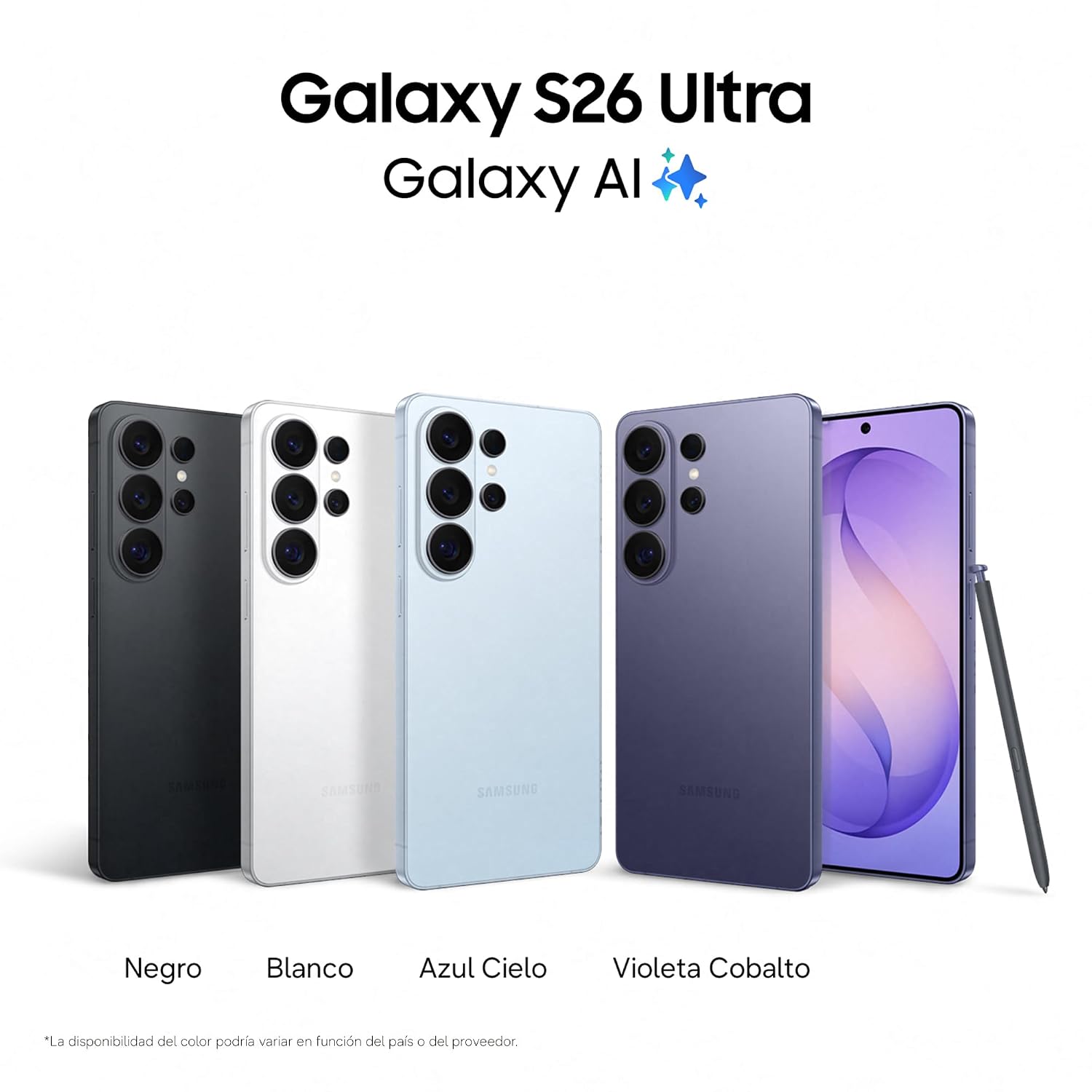 Samsung Galaxy S26 Ultra, 512GB, Smartphone con Galaxy AI, Cámara de 200MP, 12GB RAM, Batería de 5000mAh, Garantía del Fabricante de 3 Años + 1 Año Extra, Color Violeta Cobalto...