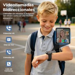 Sanorum Reloj Inteligente para Niños con GPS/Videollamada/SOS/Regalo, Negro