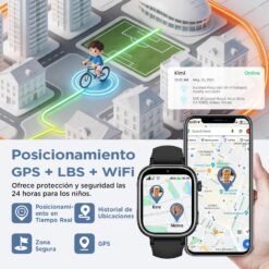 Sanorum Reloj Inteligente para Niños con GPS/Videollamada/SOS/Regalo, Negro