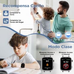 Sanorum Reloj Inteligente para Niños con GPS/Videollamada/SOS/Regalo, Negro
