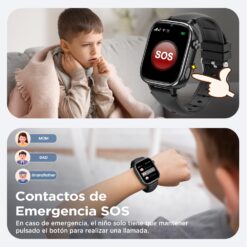 Sanorum Reloj Inteligente para Niños con GPS/Videollamada/SOS/Regalo, Negro