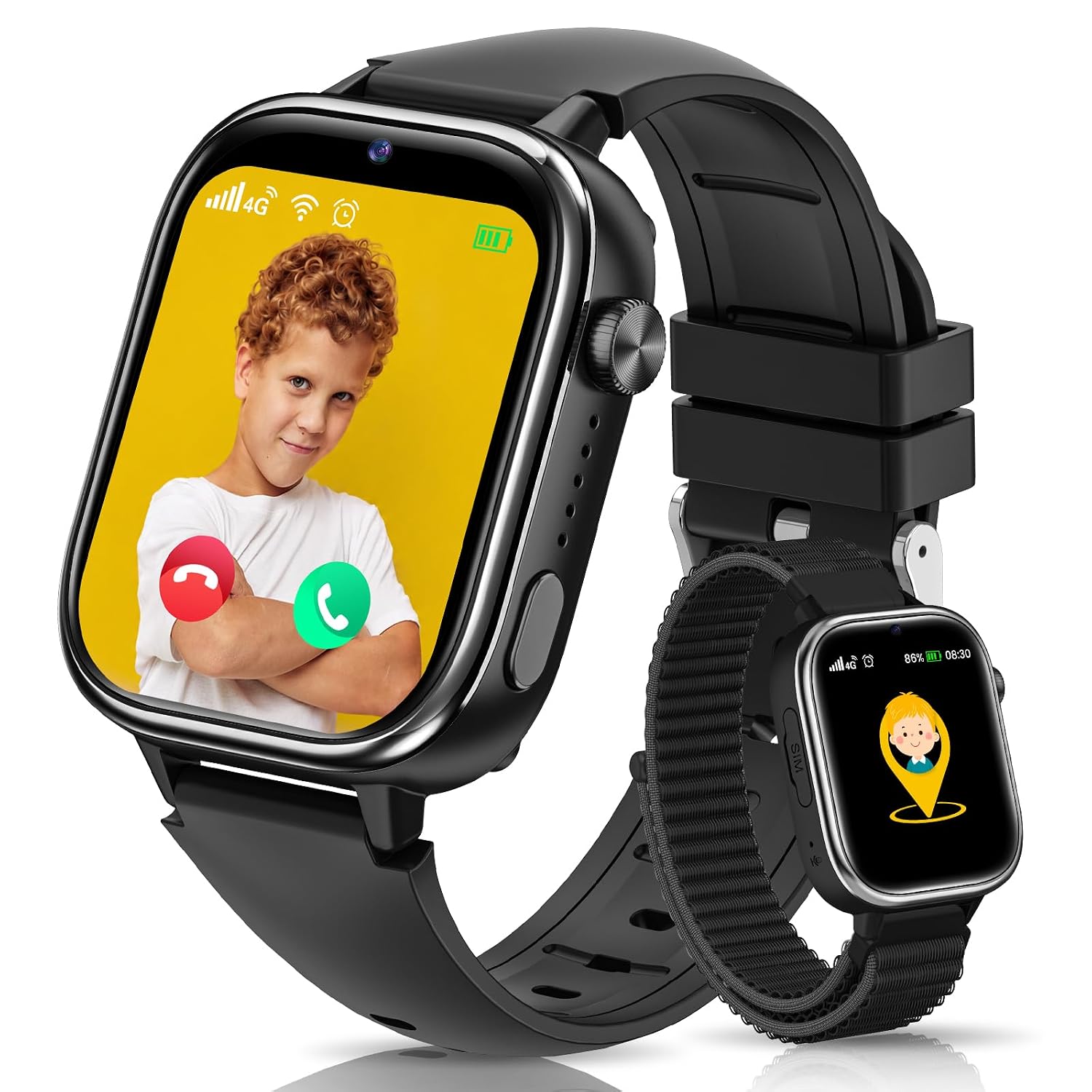 Sanorum Reloj Inteligente para Niños con GPS/Videollamada/SOS/Regalo, Negro Sanorum Reloj Inteligente para Niños con GPS/Videollamada/SOS/Regalo, Negro