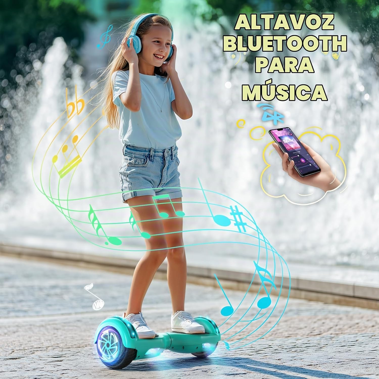 SISIGAD Hoverboard Auto-EQUILIBRADO - Altavoces Bluetooth DE 6,5", LUZ LED - Certificado UL2272 de Seguridad