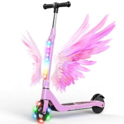 SISIGAD Patinete Eléctrico para Niños de 6 a 10 Años, Scooter Eléctrico para Niños de 5,3 Pulgadas con Luces LED y 3 Alturas Ajustables, Carga Máxima 70 kg, Velocidad Máxima 10...