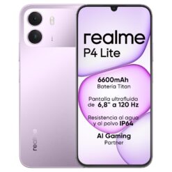 Smartphone realme P4 Lite 4G, 4GB+128GB, Pantalla LCD HD 120Hz 6,8", Batería Titan 6600mAh, Carga 15W, Carga inversa 6W, IP64 Antipolvo e Impermeable, Sistema Next IA, Púlsar