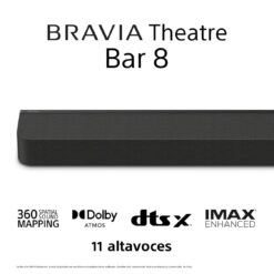 SONY BRAVIA Theatre Bar 8 – Barra de Sonido para TV, Dolby Atmos® 11 Altavoces, Wi-Fi®, Bluetooth®, Mapeo de Sonido Espacial 360, Modelo 2024