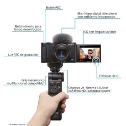 Sony ZV-1 - Cámara compacta Premium ZV1AB.CE3 Cargador Incluido (Sensor de Tipo 1,0, Lente F1.8-2.8 de 24 a 70 mm, vídeo 4K, Enfoque automático de Ojos, Pantalla inclinable,