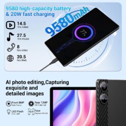 Tableta de 11 Pulgadas Android 15 con Ranura SIM, 4G LTE y WiFi 5G, 36GB RAM + 512GB ROM / 9580mAh y 20W / Face ID / GPS / BT 5.0 / TÜV / USB-C, Tableta con Teclado