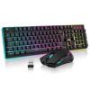 Teclado Mecánico Inalámbrico RedThunder K10, Sensación de Juego, Retroiluminación RGB, Batería Recargable de 3800 mAh, Anti-ghosting + Ratón 7D 3200DPI, Diseño ES, para...
