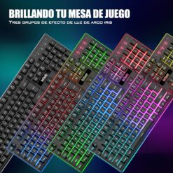 Teclado Mecánico Inalámbrico RedThunder K10, Sensación de Juego, Retroiluminación RGB, Batería Recargable de 3800 mAh, Anti-ghosting + Ratón 7D 3200DPI, Diseño ES, para...