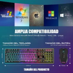 Teclado Mecánico Inalámbrico RedThunder K10, Sensación de Juego, Retroiluminación RGB, Batería Recargable de 3800 mAh, Anti-ghosting + Ratón 7D 3200DPI, Diseño ES, para...