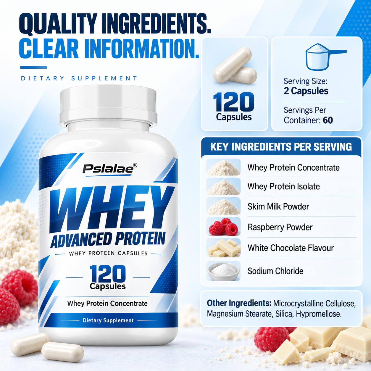 Whey Advanced Protein 120 Cápsulas Soporte Muscular Recuperación Post-Entrenamiento
