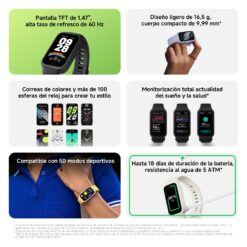 XIAOMI Smart Band 9 Active - Pulsera de Actividad, autonomía de hasta 18 días, Pantalla TFT de 1,47" con tasa de refresco de 60 Hz, 5ATM, App Mi Fitness, Negro (Versión ES)