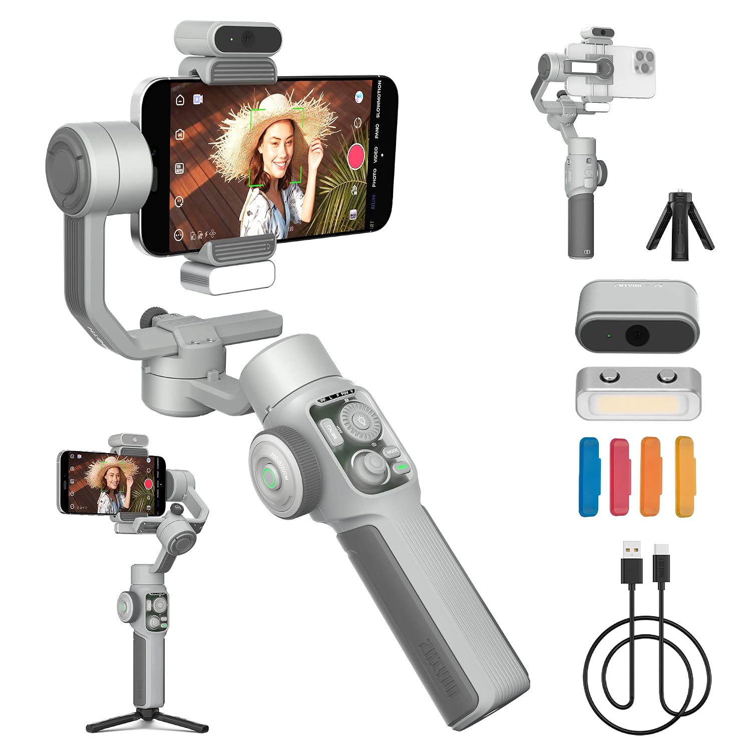 ZHIYUN CINEPEER Smooth 5E Combo Estabilizador para Smartphone, Seguimiento AI Inteligente, Luz de Relleno Integrada y Magnética, Estabilizador de Móvil de 3 Ejes, Edición ZHIYUN CINEPEER Smooth 5E Combo Estabilizador para Smartphone, Seguimiento AI Inteligente, Luz de Relleno Integrada y Magnética, Estabilizador de Móvil de 3 Ejes, Edición