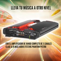 BOSS Audio Systems PV3700 amplificador estéreo para auto de 5 canales – 3,700 W de alta salida, 5 canales, estables a 2/4 ohmios, entradas de bajo y alto nivel, cruce de paso alto