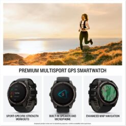 Garmin fēnix® 8 Solar, Zafiro, 2.008 in, DLC Titanio, Negro/Gris Guijarro