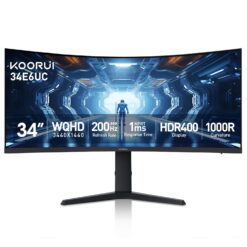 Monitores para juegos KOORUI 34 pulgadas 200Hz Ultrawide Curvo WQHD 3440×1440p